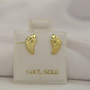 14K Solid Gold Baby Feet Earring • Symbol of Love & Motherhood.